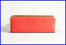 wunderschönes Rot Wildleder Etui , mit Reißverschluss & Goldrahmen f. 3 St.