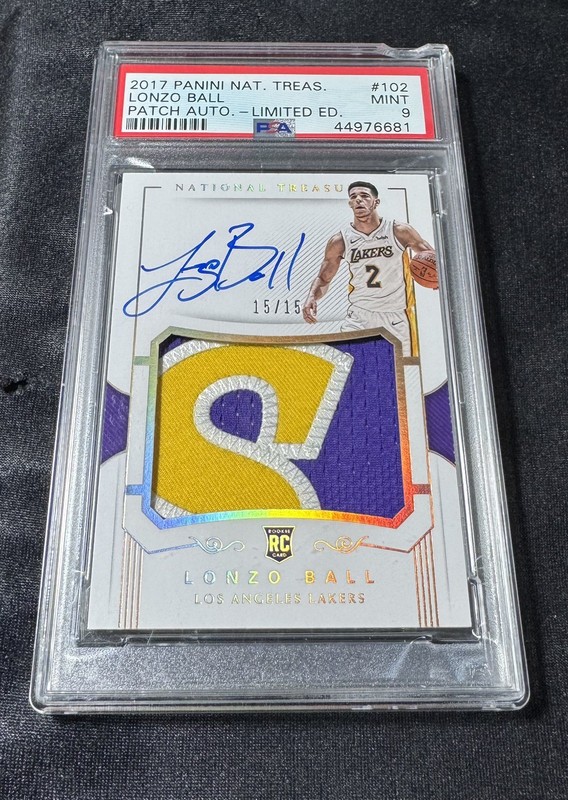 PSA 9 Lonzo Ball 2017-18 National Treasures Rookie Auto #/15 POP 1 NONE HIGHER