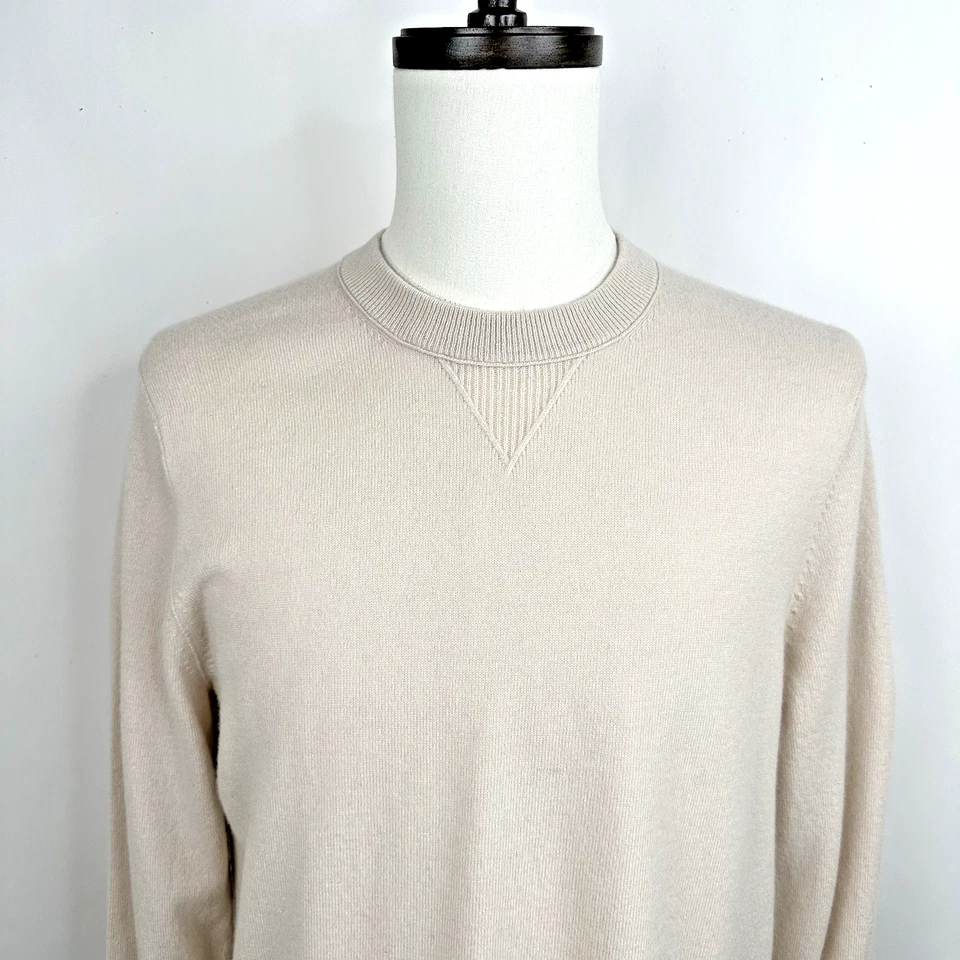 Nuevo con etiquetas Suéter Banana Republic Para Hombre Alta Cachemira Cuello Redondo MEDIANO Crema Foto 3 de 4