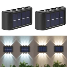 2Pack Solar Wall Lights 6 LED Outdoor Garden Pathway Stairs Step Fence Deck Lamp