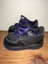 Nike Air Force 1 Triple Black Low TD Baby Toddler Size 4.5c 314194-025blk purpl