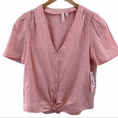 Treasure & Bond pink stripe tie front small NWT