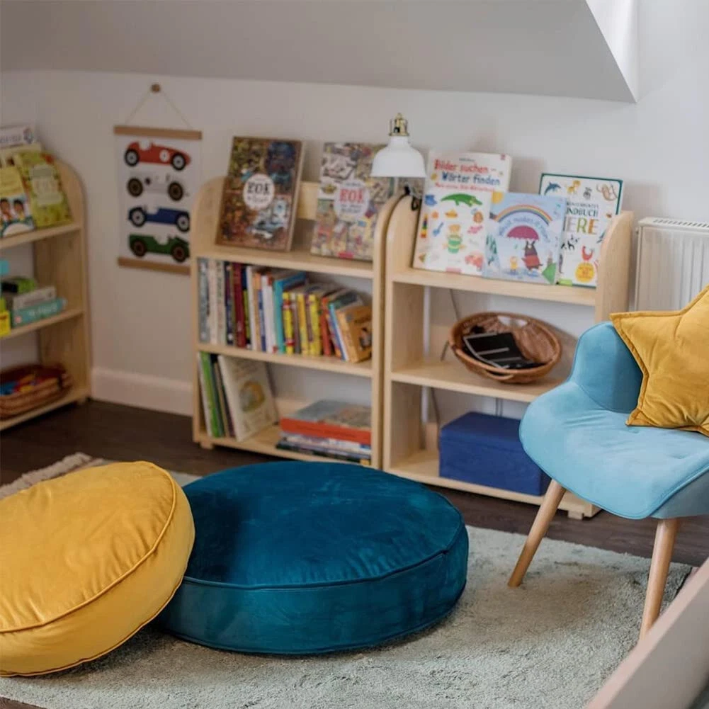 Round velvet top floor cushion