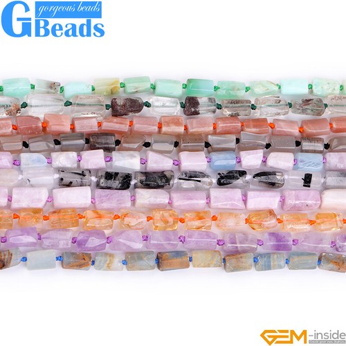 Natural Assorted Gemstone Faceted Tube Column Beads for Jewelry Making 8x12mm - Picture 5 of 192