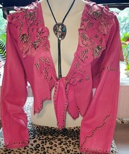 UNIKAT! Lederjacke,Bluse,Hippie,Flower Power,Nieten,Party,Silvester,Folklore