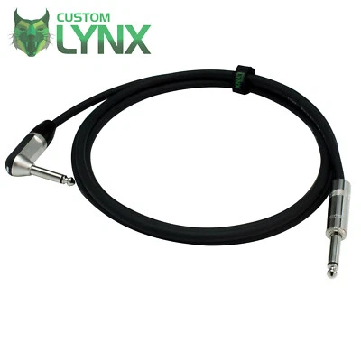 CUSTOM-LYNX Rean Neutrik Jack Speaker Cable Lead. Mono Straight to Angled Jack. 6.35mm 1/4"