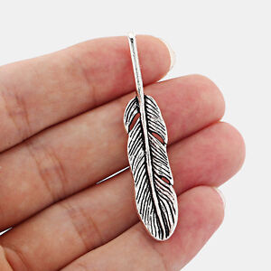 14001*5PCS Antique Silver Alloy Feather Pendant  Leaf Charms Jewelry Making