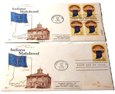 Indiana Statehood 150th Years 1966 5c FDI Cover Lot of 2