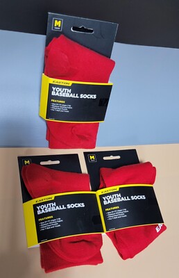 Baseball Socks Easton Youth  T-Ball Size / Lot of  Color Red /  Size M /   NEW