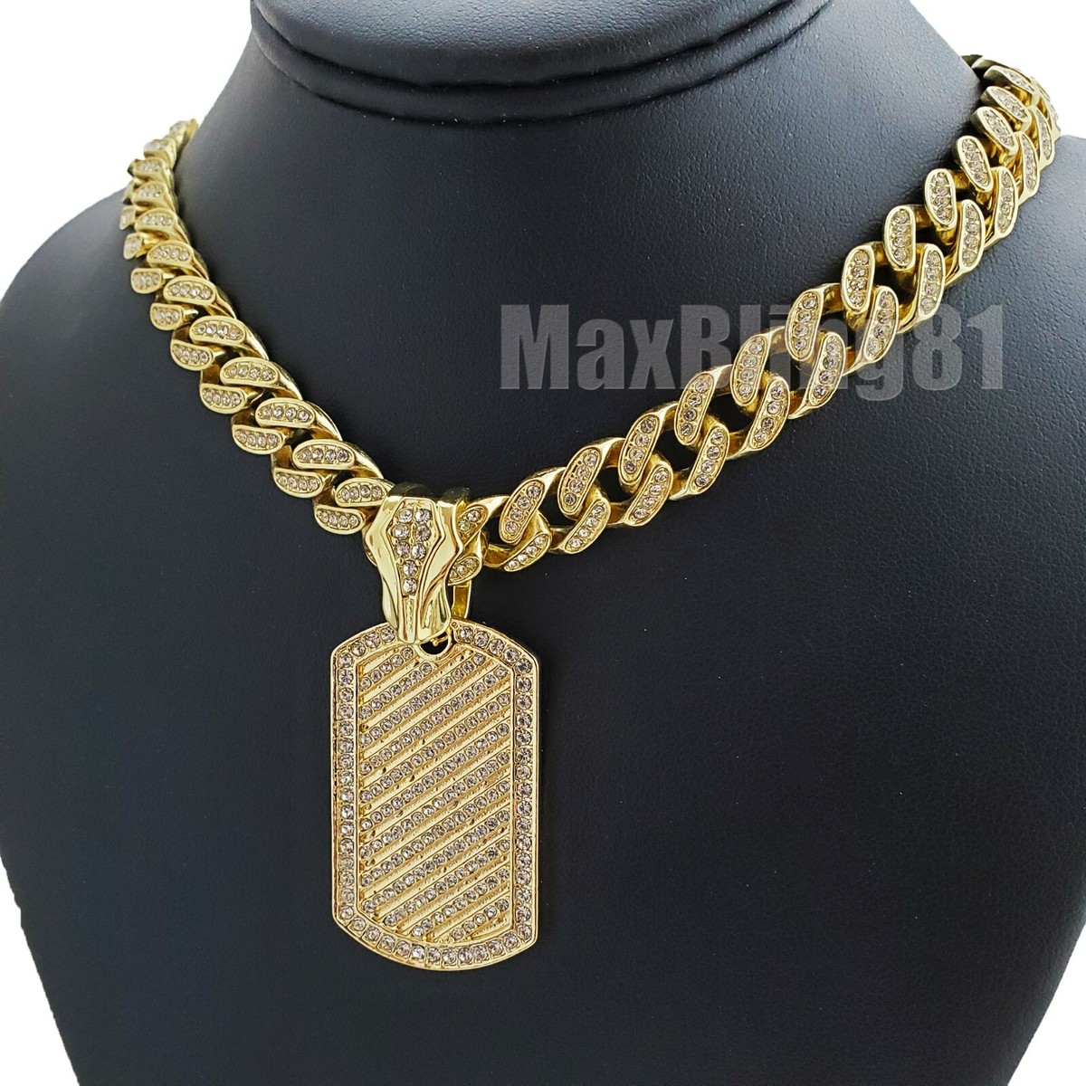 Gold PT Dog Tag Pendant 12mm 16