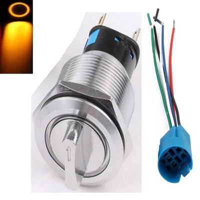 19mm Selector Rotary Switch Latching 3Positions 2NO2NC 110 220V Stainless Steel