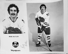1972 NOVA SCOTIA VOYAGEURS ROSS BUTLER AHL AUTOGRAPH PHOTO HALIFAX NHL RARE WHA