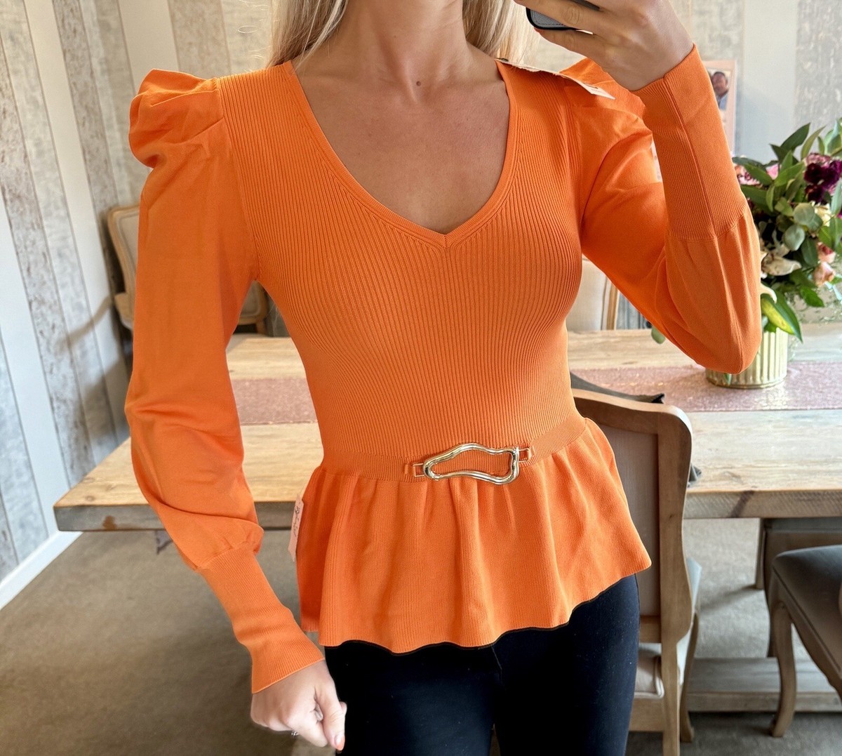 River Island Orange Knitted Jumper Size RRP £42 New With