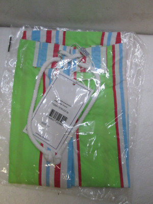 Papo d' Anjo Boy's Bright Green Striped Surfer Board Shorts Size 4Y NEW
