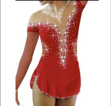 Figure Skating Dress Women's / Girls' Ice Skating Dress red mesh