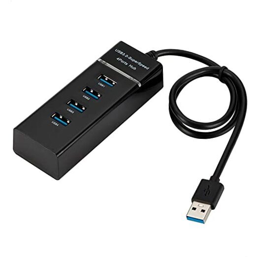 USB Hub 3.0 Extra USB Ports for Laptops - PC USB Extension Cable 4 Black