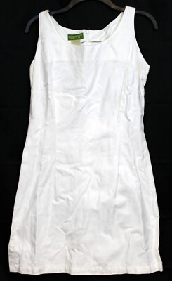 Vtg 1980s Espirit Dress Women White on White Tank Summer Wine Grapes Leaves Vine