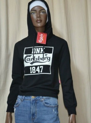 Felpa carlsberg donna con nera interno felpato, vestibilità slim