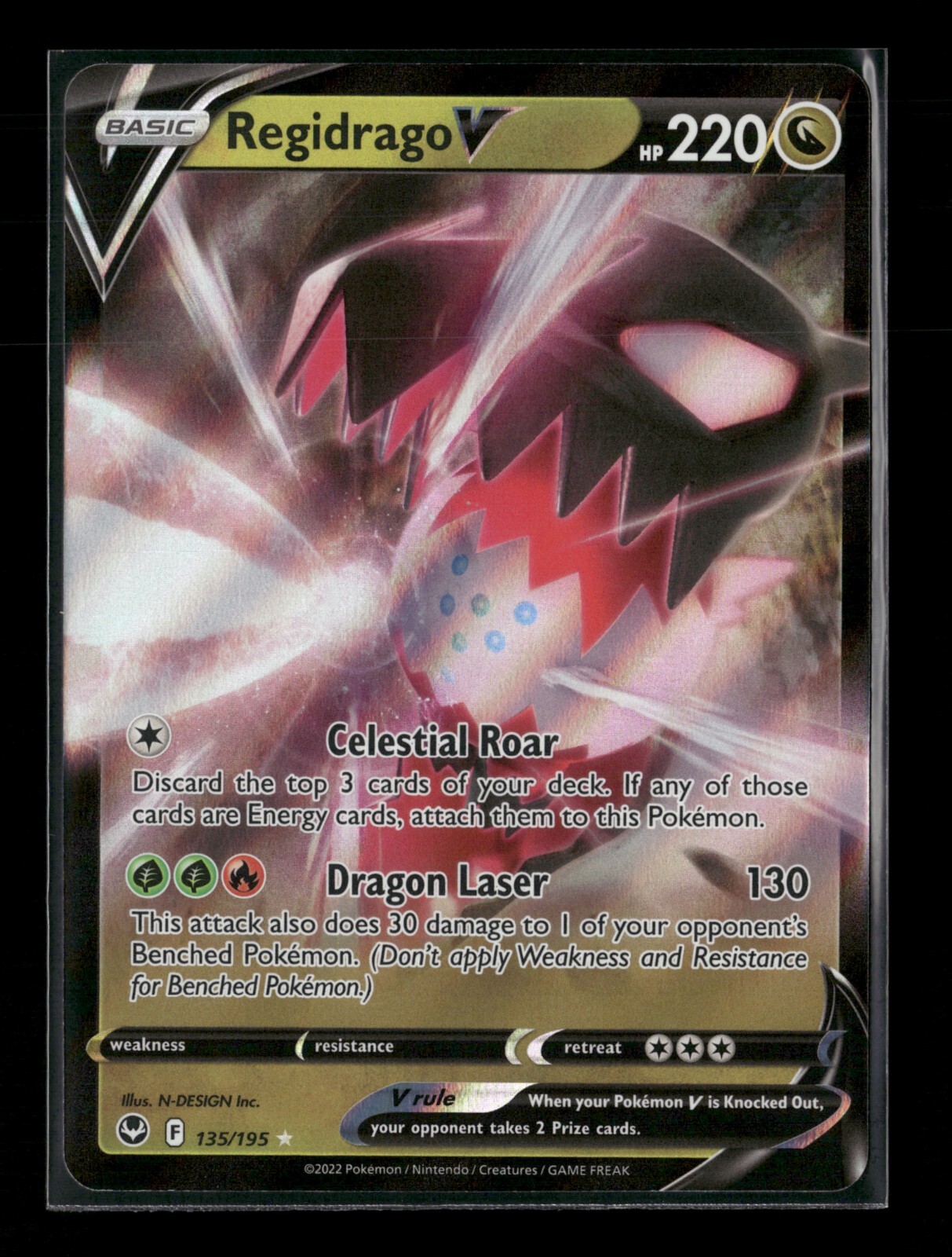 Regidrago V 135/195 Silver Tempest HOLO Pokemon Card NM