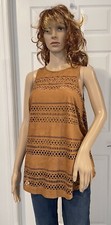 Fab’rik Brown Faux Suede Cutout Sleeveless Tank Top MADE IN USA Sz M NWT $46