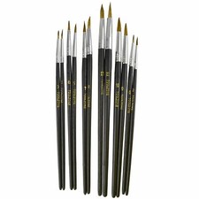 12pc Artist Craft Brushes Flat Head Wooden Handles Paint Brushes TE731