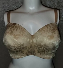 Curvy Couture Intimates Strapless Nude Floral Lace Bra Size 38G # D1211E