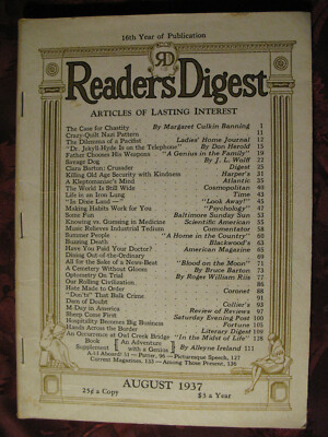 Readers Digest August 1937 John J Pershing Dorothy Thompson Don Herold