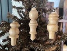 Handcrafted Unfinished Ready to Paint Wood Christmas Ornaments Set of 3 Pieces