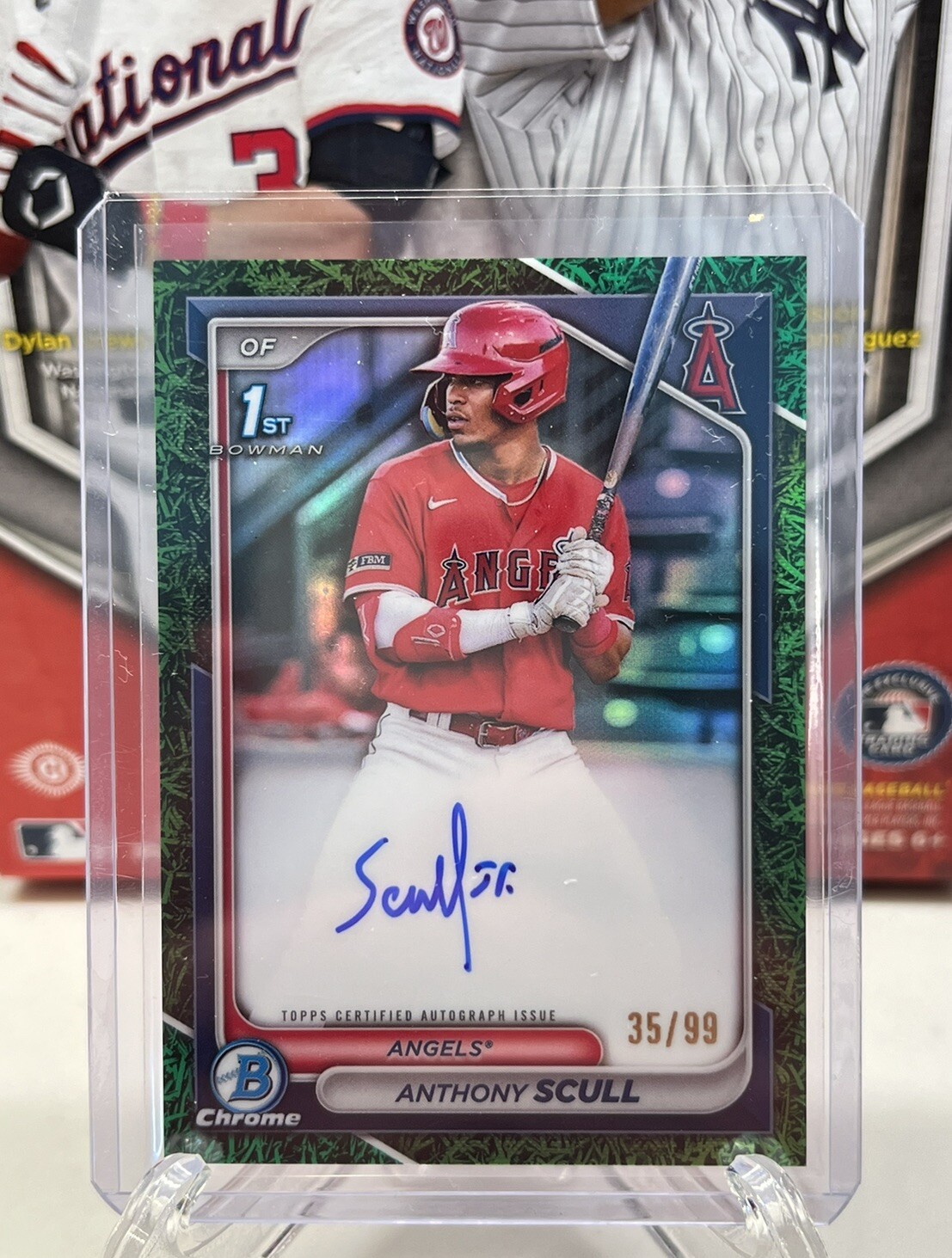 2024 Bowman Chrome Anthony Scull 1st Auto Green Grass Refractor #35/99 Angels