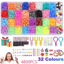 4800Pcs Kit Box Rubber Loom Bands Mult-color Make Woven Bracelet Girls Boys