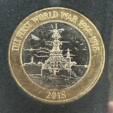 2015 - SLEEPING CAT First World War Royal Navy HMS Belfast £2 coin RARE ERROR 