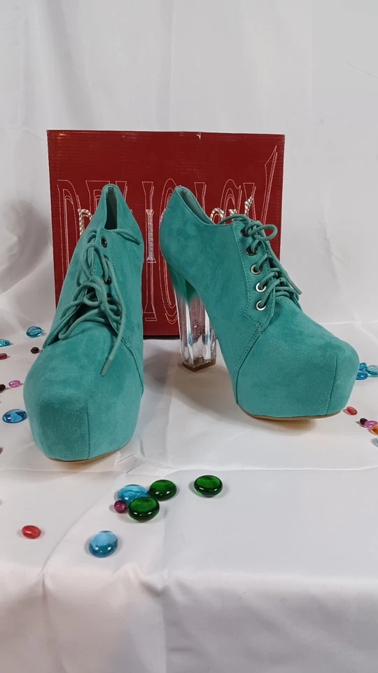 Delicacy Nwt, Shoe Boots Platform Heels Womens Size 10 In Unique Aqua Mint! - Image 4 of 4