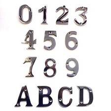 Polished Chrome House Door Numbers/Numerals -53mm & Letters -53mm