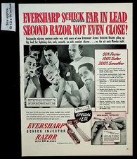 1943 Eversharp Schick Injector Razor Shaving Men Face Vintage Print Ad 39229