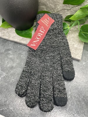 Merona Adult Knit Gloves Gray Touch Screen Compatible One Size NWT Free Ship