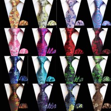Men Colorful Floral Flowers Tie Handkerchief Business Pocket Square Necktie Set