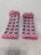 Leg Warmers For Little Ones 8 1/2" Gray/Pink Diamonds