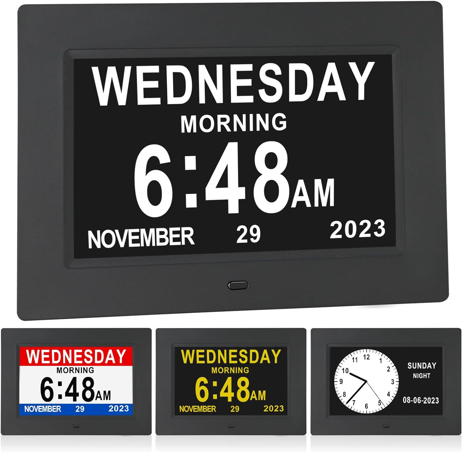 7 Inch Extra Large Day Date Time Digital Day Calendar Clock with Auto-Dimming