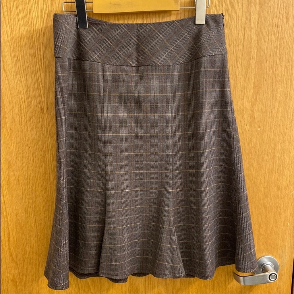 RW&CO Brown Plaid Swing Midi Skirt Size 4 Lined Office or School Wear