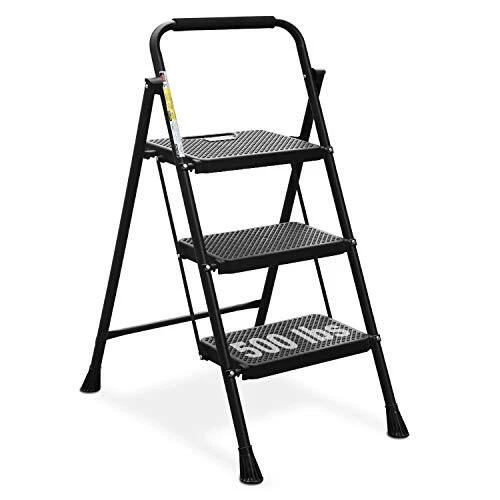 HBTower 3 Step Ladder Folding Step Stool with Wide Anti Slip Pedal