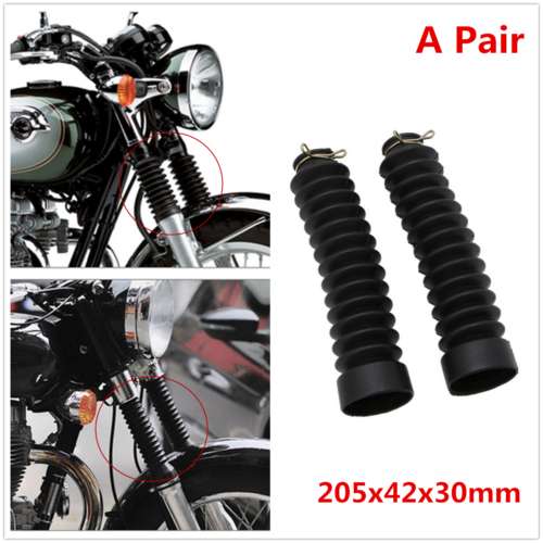 Pair 205x42x30mm Motorcycle Front Fork Gaiters Rubber Shock Absorber