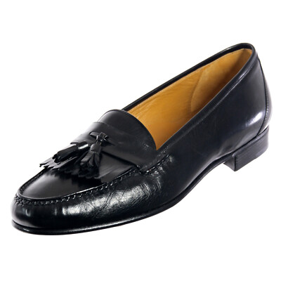 NEW Old Stock Blk COLE HAAN Leather Kiltie Tassel Loafers D Handmade  ITALY