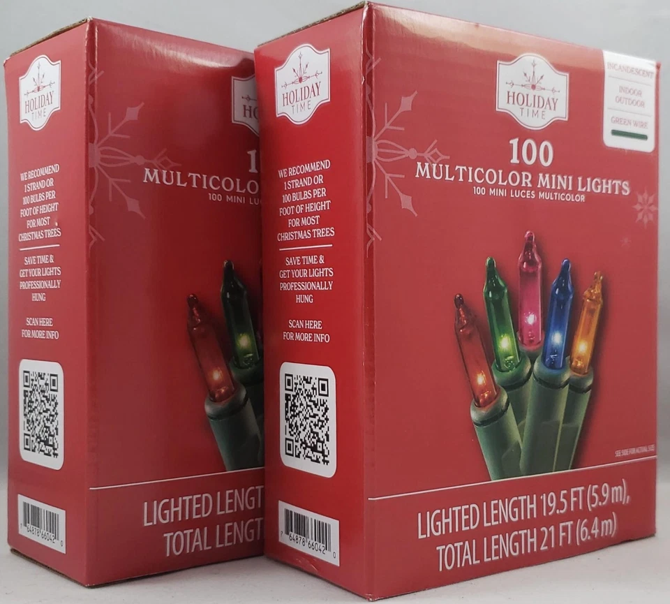 Holiday Time Incandescent Christmas String Light 21" Multicolor 100-Count 2 Pack - Image 3 of 4
