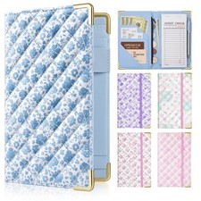 EllaSeek Server Books for Waitress, Cute Book with Zipper Blue Flower