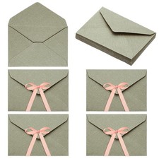 20 Pack Greeting Card Envelopes with Ribbon Bow, Gray 6.3" x 4.4"