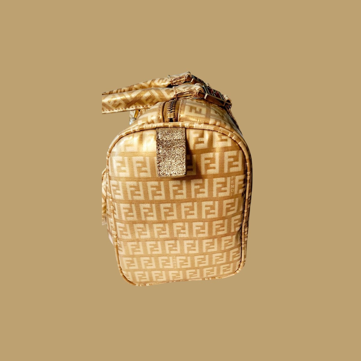 Fendi Gold Icon Logo Boston Bag with Dust Bag Perfect 4 Special Or