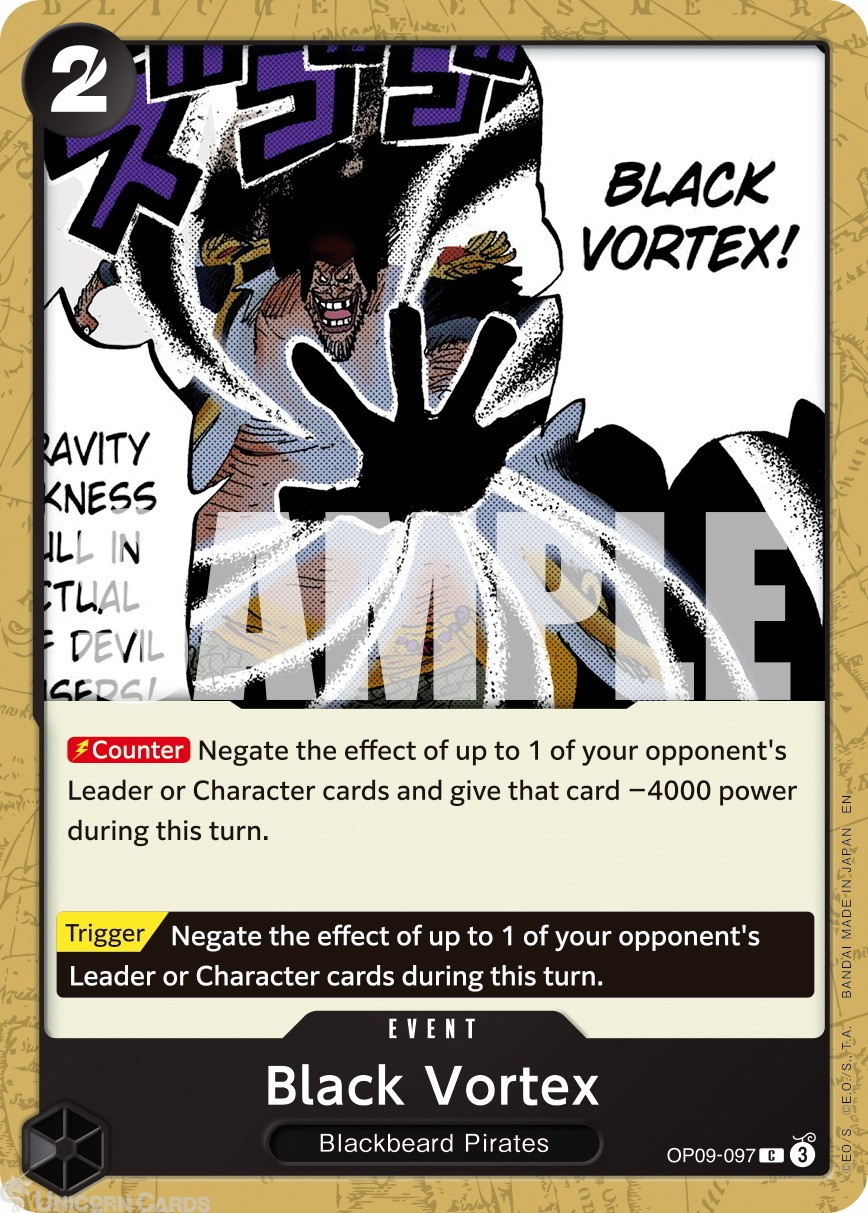 OP09-097 Black Vortex : Common Normal English One Piece TCG Card : PRB02: One Pi