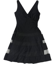 Ralph Lauren Womens Tulle-Trim Fit & Flare Dress, black, 6