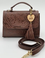 Hand-Tooled small Leather crossbody / handbag in brown color- New purse