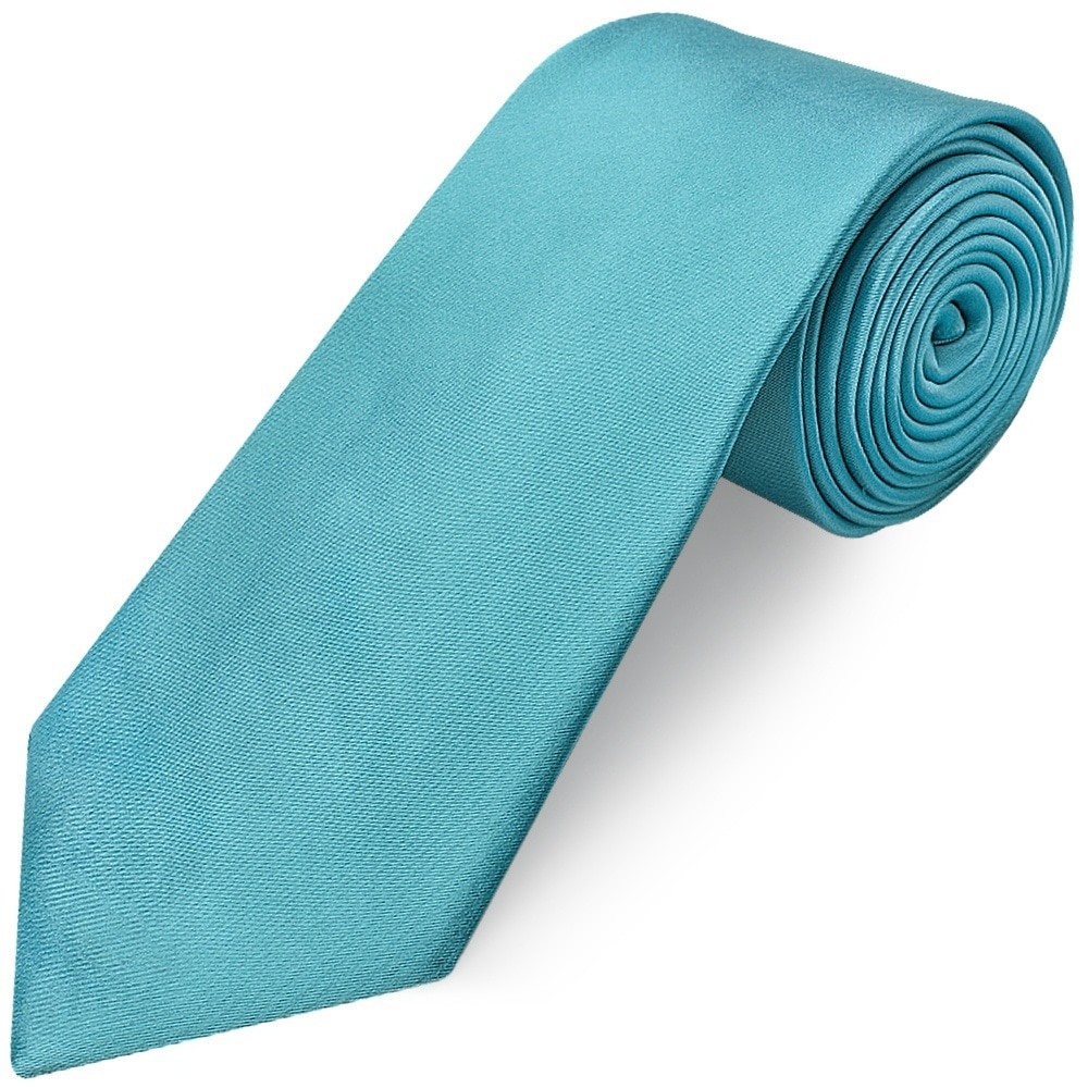 Plain Turquoise Satin Classic Men's Tie Wedding Regular Christening Formal Prom